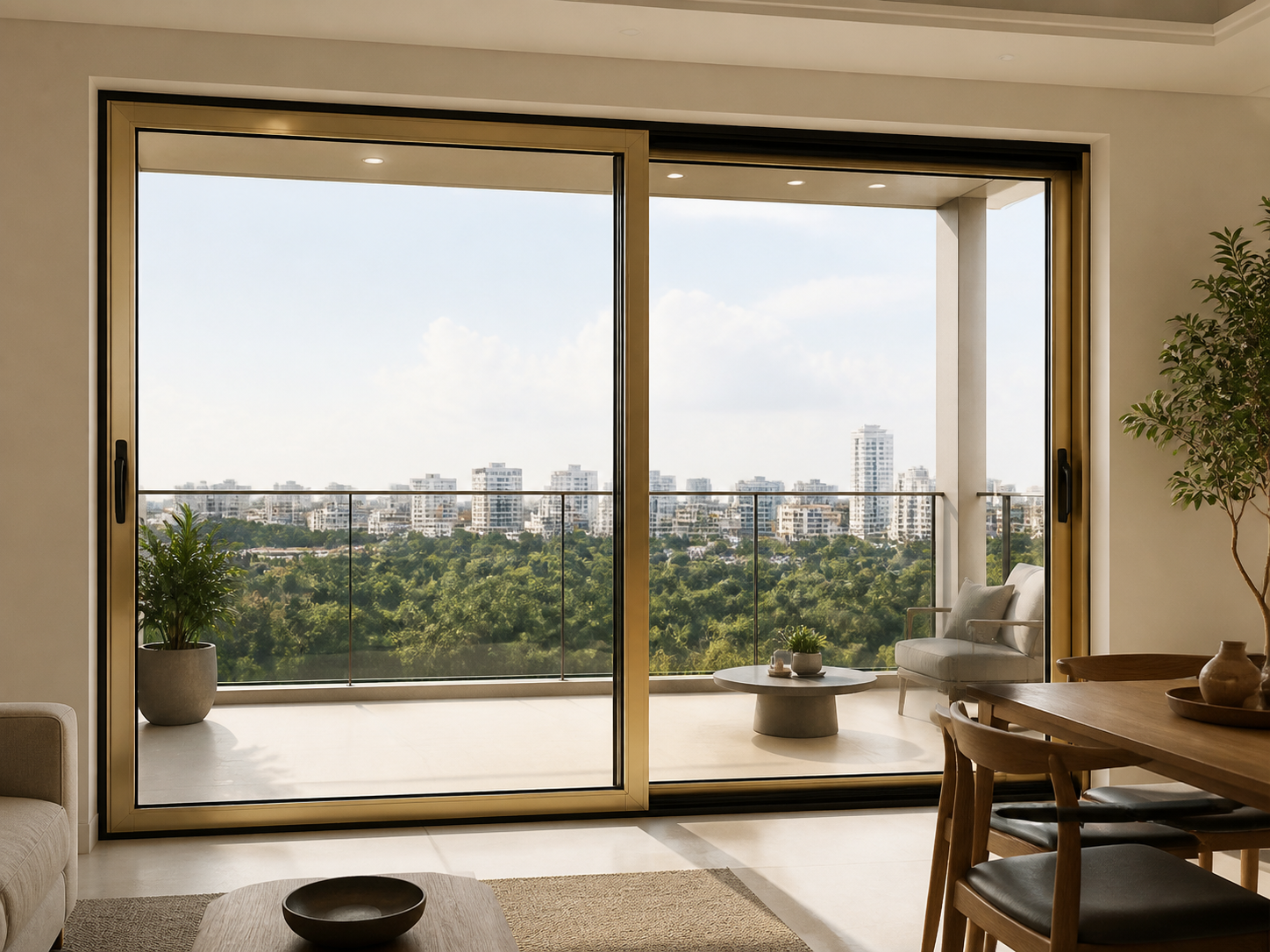 Champagne gold premium sliding door for balcony and terrace openings